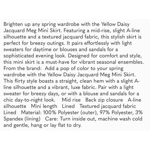 TUCKERNUCK Yellow Jacquard Meg Mini Skirt NWT Size Small - Picture 8 of 10